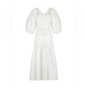 Shona Joy PRISCILA PIN TUCK CROSS BACK MIDI DRESS - RICE